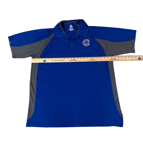 Majestic Chicago Cubs Polo Men’s 2XL MLB Baseball Short Sleeve Blue Gray - Picture 6 of 6